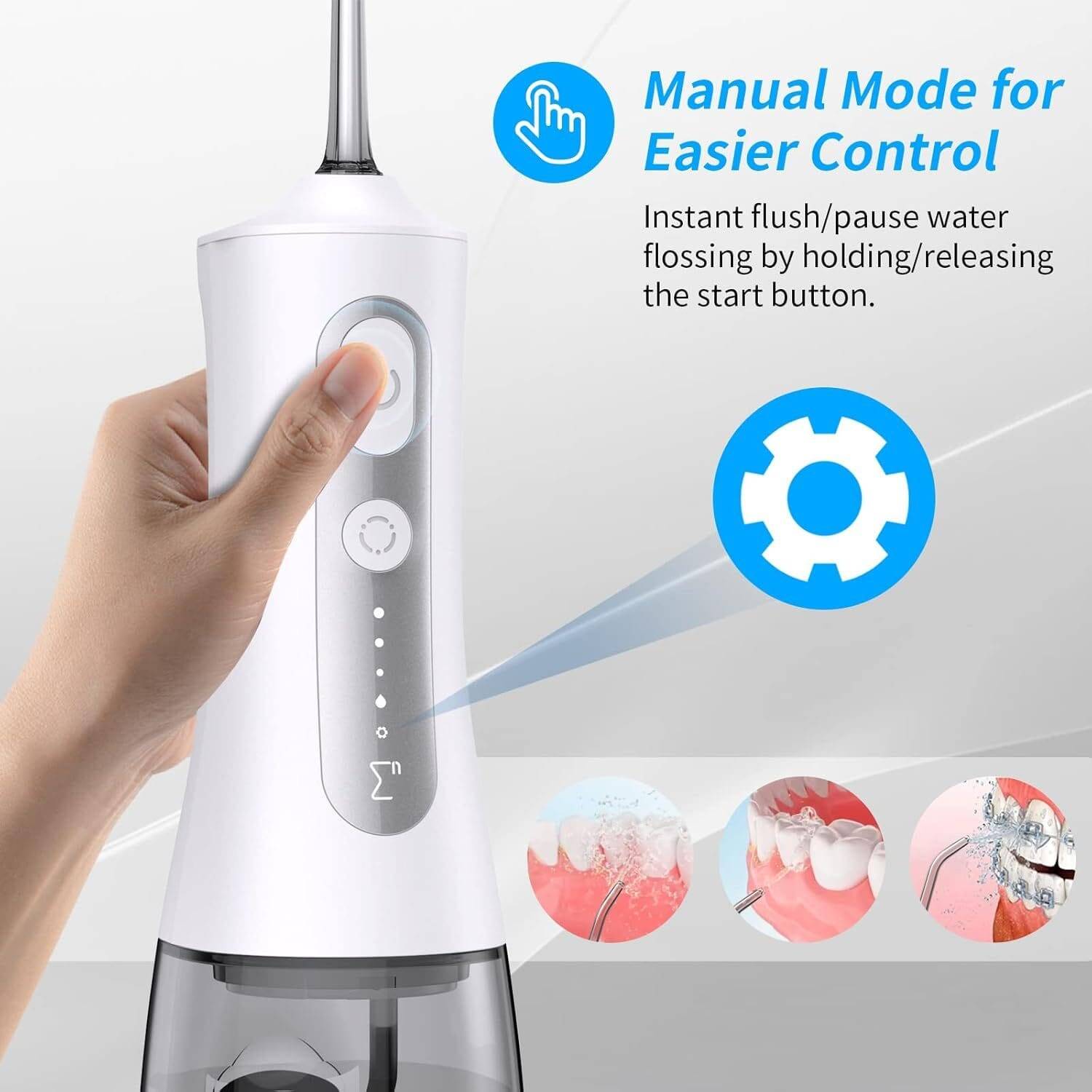ENPULY Cordless Water Dental Flosser for Teeth Cleaning - Rechargeable Oral Irrigator Water Teeth Cleaner Picks with 5 Modes 5 Jet Tips, IPX7 Waterproof Portable 300ml Flossers, White - Image 6