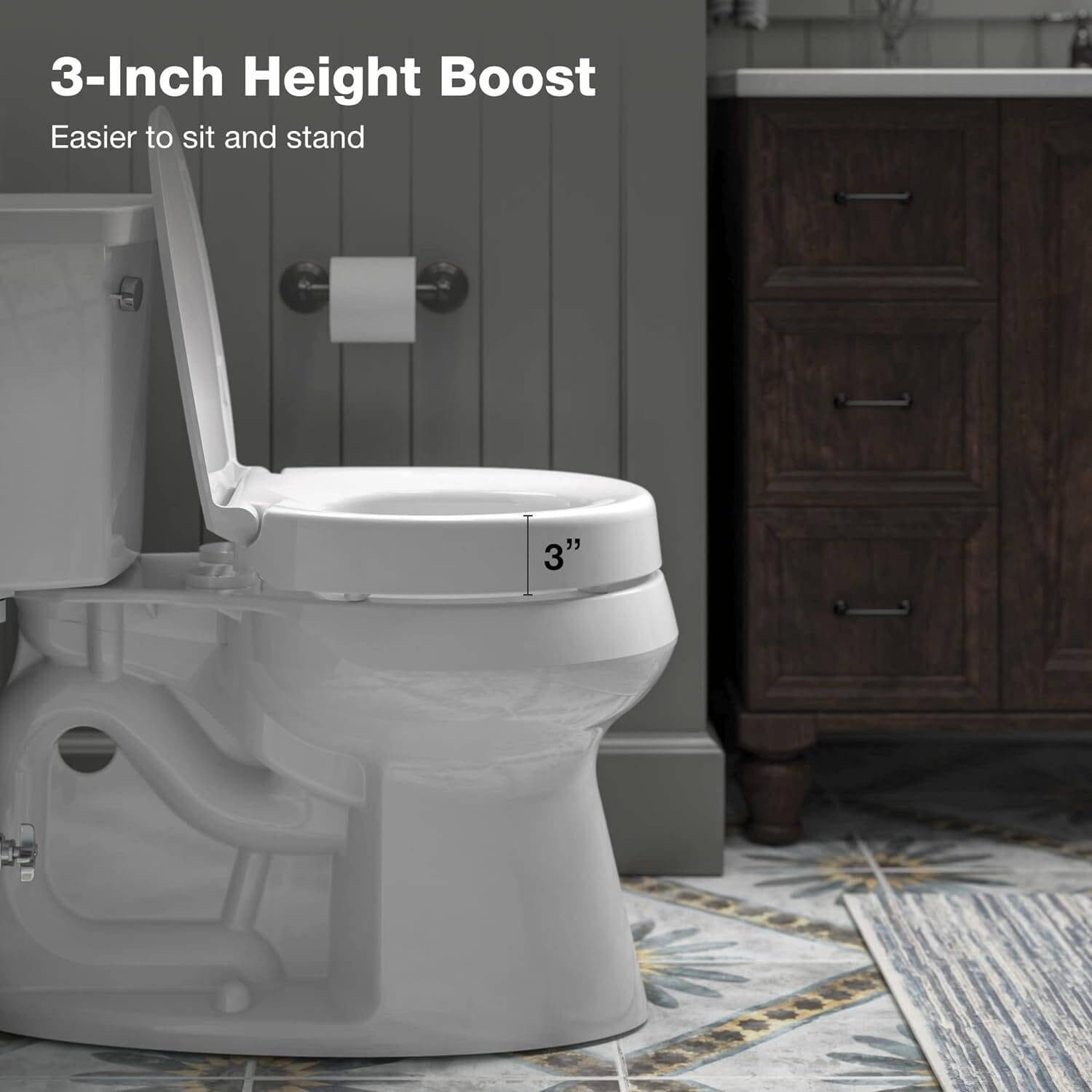 KOHLER 25876-0 Hyten Elevated Quiet-Close Round Toilet Seat, Contoured Seat with Grip-Tight Bumpers, Quick-Attach Hardware, White - Image 6