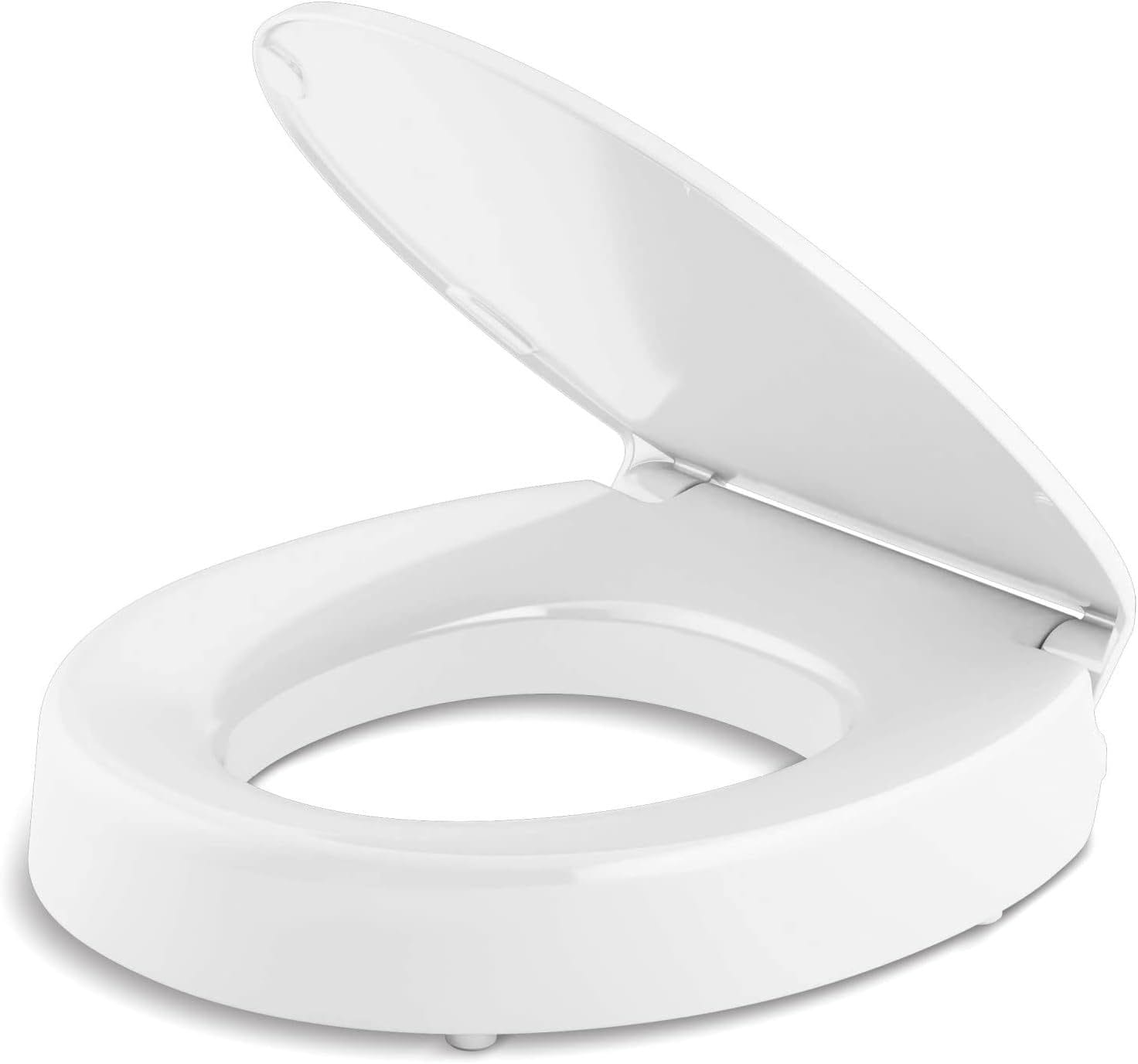 KOHLER 25876-0 Hyten Elevated Quiet-Close Round Toilet Seat, Contoured Seat with Grip-Tight Bumpers, Quick-Attach Hardware, White - Image 9