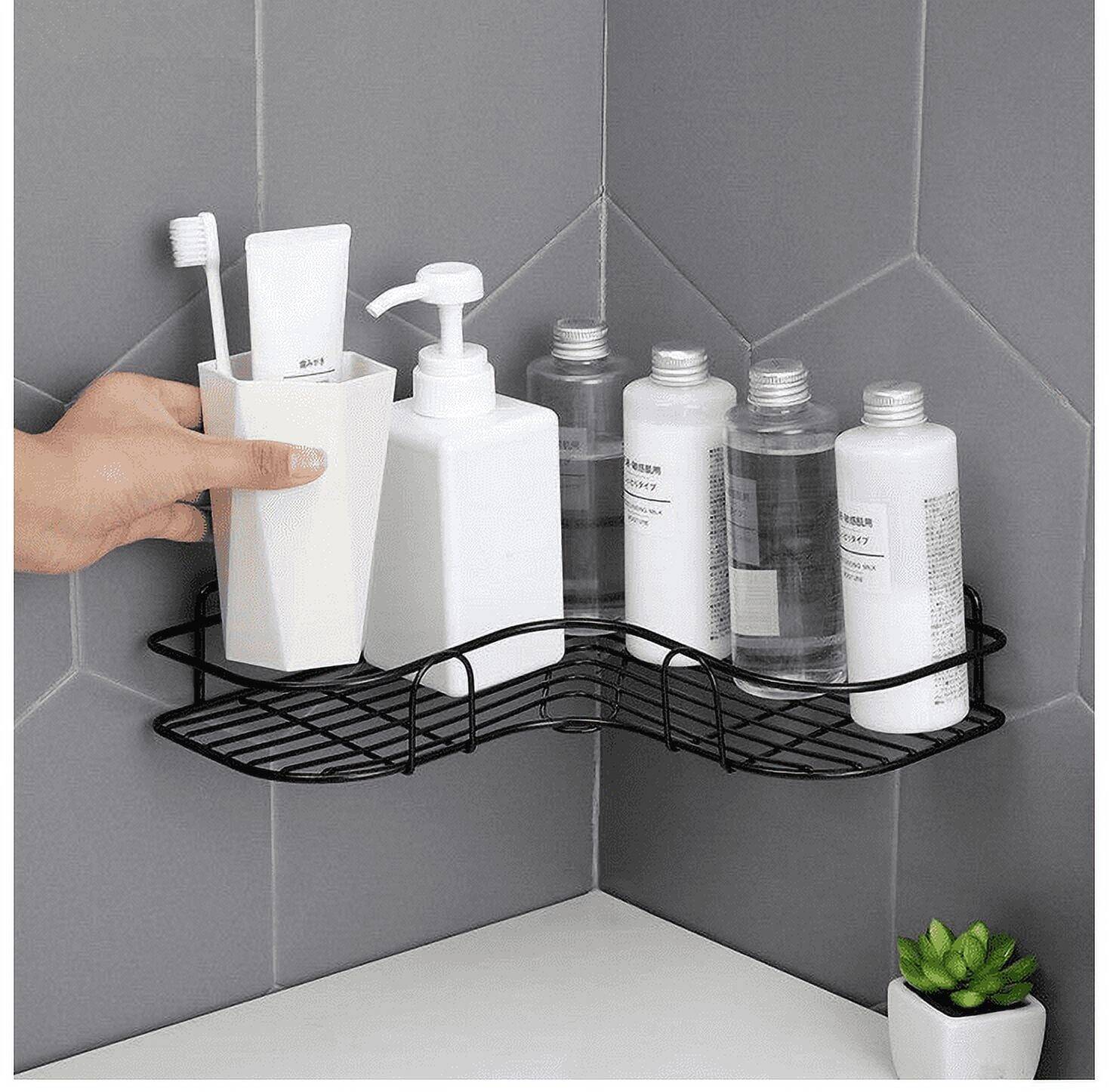 Corner Shower Caddy, 1 Pack Self Adhesive Bathroom Organizer, No Drilling Bathroom Storage Shelves Shower Rack, Wall Mounted Shampoo Holder Rack for RV Apartment Kitchen (1 Pack-Black) - Image 3
