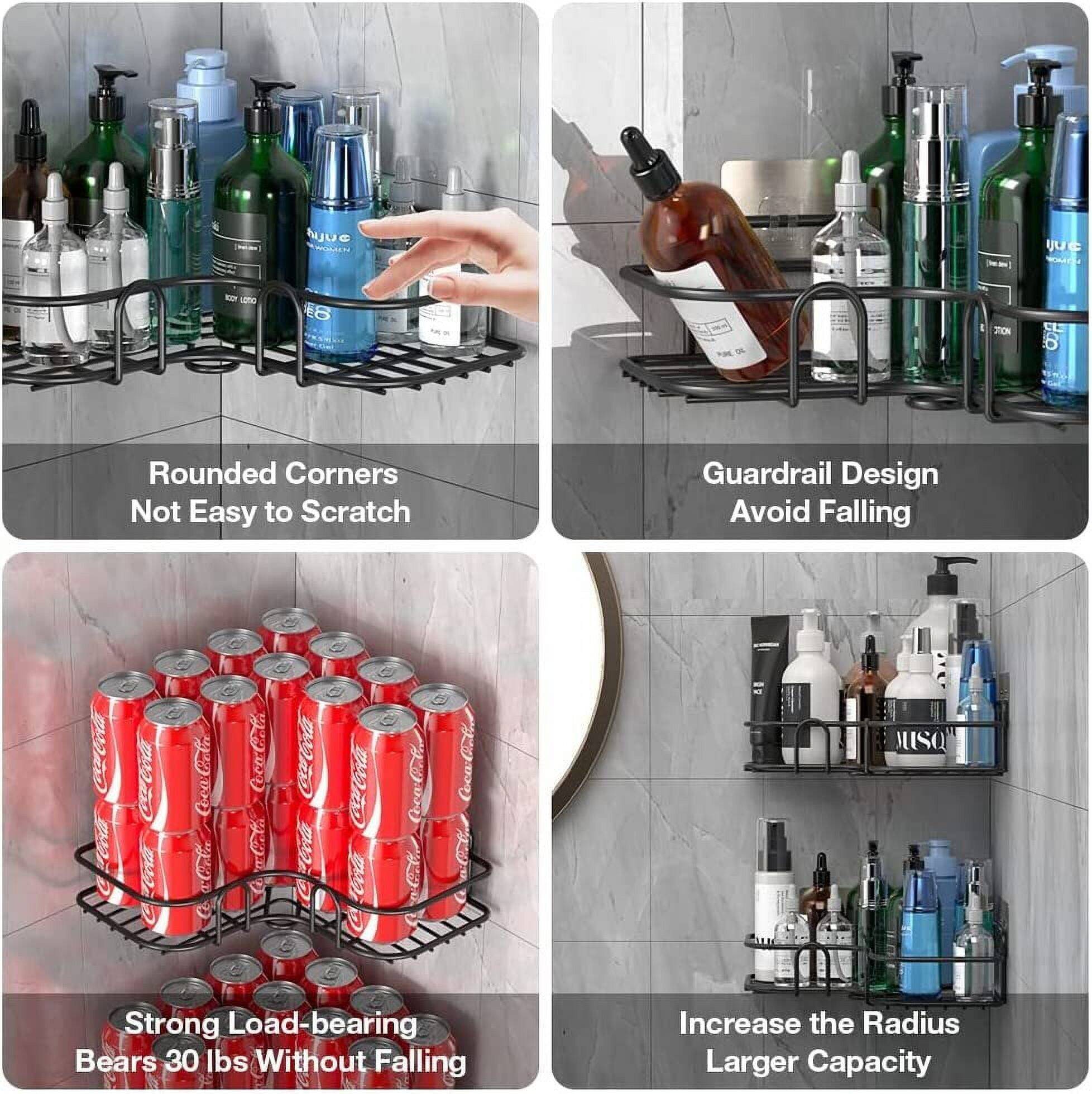 Corner Shower Caddy, 1 Pack Self Adhesive Bathroom Organizer, No Drilling Bathroom Storage Shelves Shower Rack, Wall Mounted Shampoo Holder Rack for RV Apartment Kitchen (1 Pack-Black) - Image 6