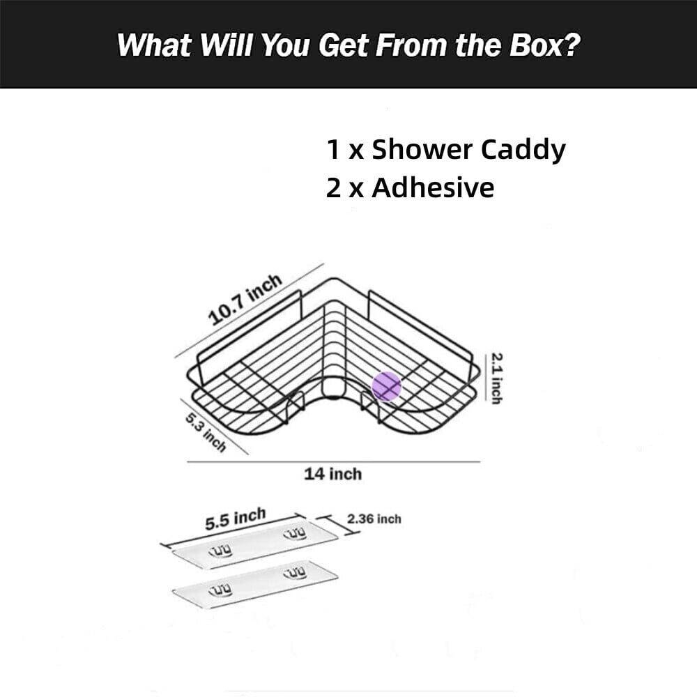 Corner Shower Caddy, 1 Pack Self Adhesive Bathroom Organizer, No Drilling Bathroom Storage Shelves Shower Rack, Wall Mounted Shampoo Holder Rack for RV Apartment Kitchen (1 Pack-Black) - Image 8