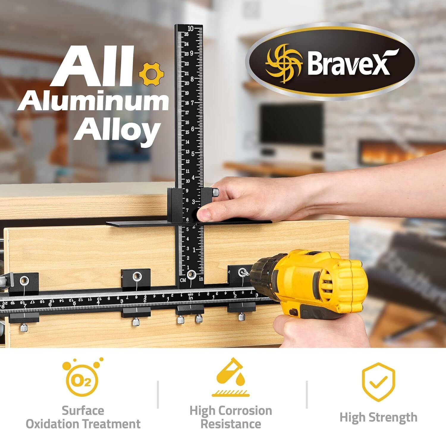 Elemake Cabinet Hardware Jig - Cabinet Handle Jig, Aluminum Alloy Heavy Duty Cabinet Jig for Handles and Pulls, Drawer Pull Jig, Detachable Cabinet Hardware Template, with 2 Size Drill Bits - Image 3