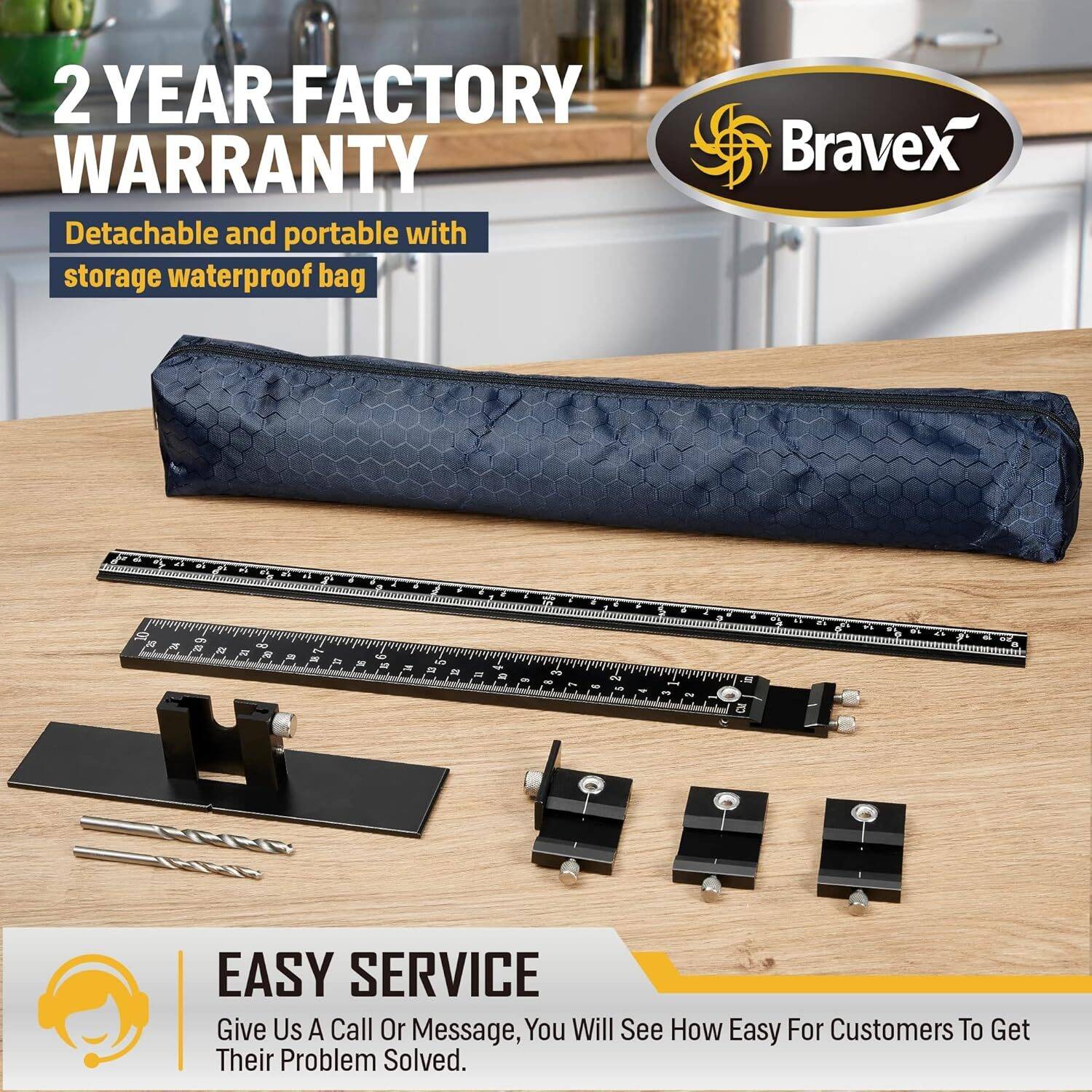 Elemake Cabinet Hardware Jig - Cabinet Handle Jig, Aluminum Alloy Heavy Duty Cabinet Jig for Handles and Pulls, Drawer Pull Jig, Detachable Cabinet Hardware Template, with 2 Size Drill Bits - Image 8