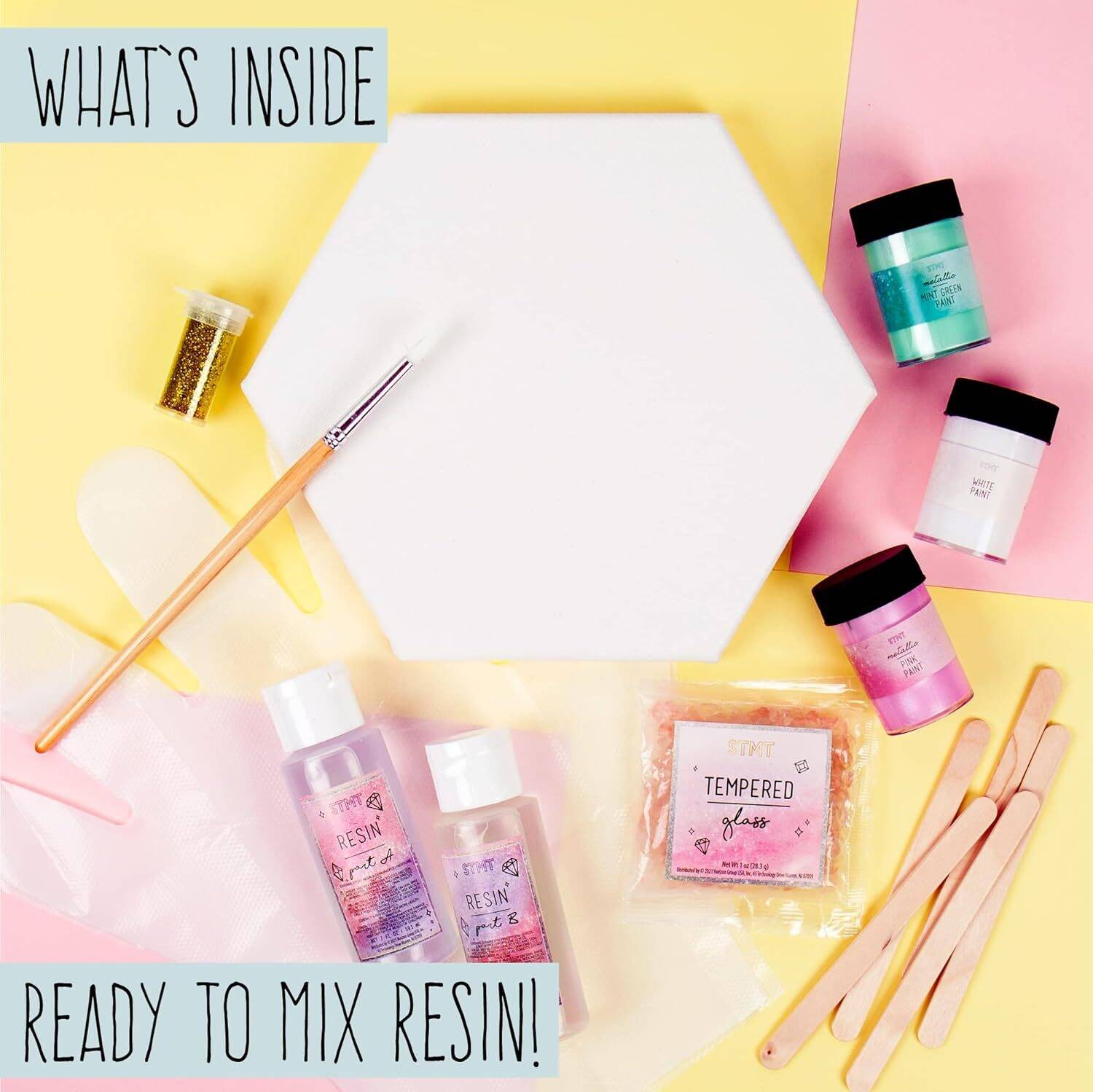 STMT D.I.Y. Geode Canvas Set, Contemporary Resin Activity Kit, Design Your Own Geometric Wall Art Decor, Unique Pour Paint Kit, Perfect DIY Home Decor Kit, Great Housewarming Gift, Multi, One Size - Image 3