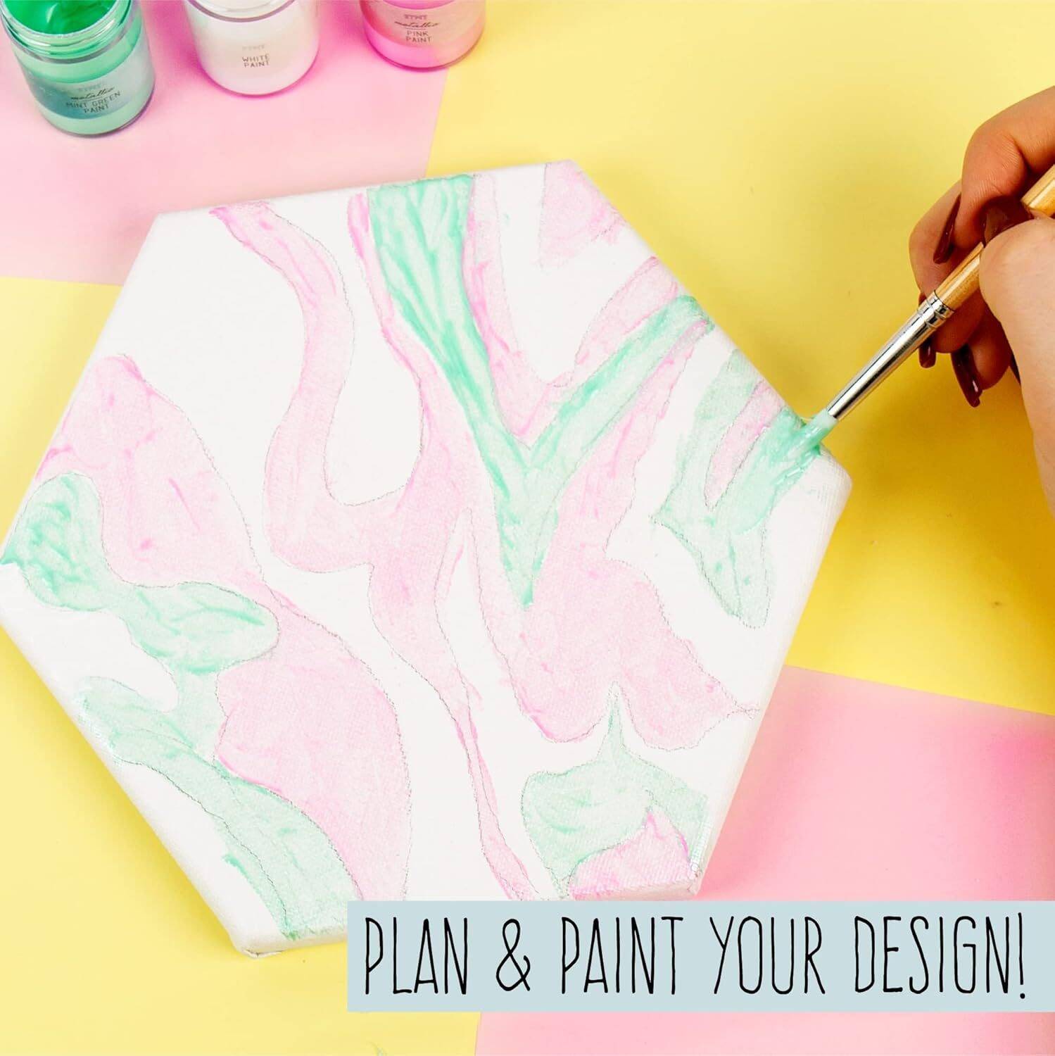 STMT D.I.Y. Geode Canvas Set, Contemporary Resin Activity Kit, Design Your Own Geometric Wall Art Decor, Unique Pour Paint Kit, Perfect DIY Home Decor Kit, Great Housewarming Gift, Multi, One Size - Image 4