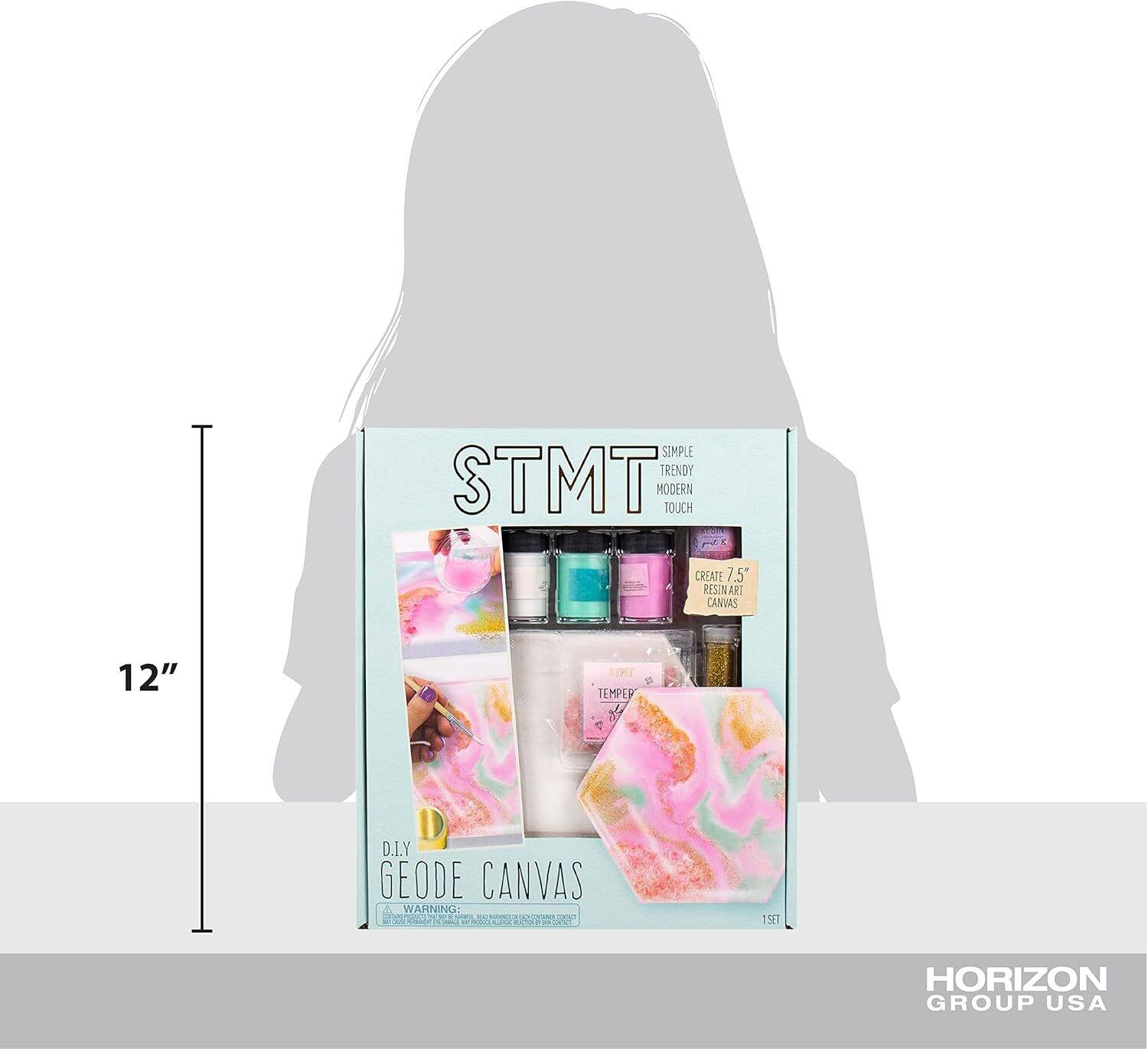 STMT D.I.Y. Geode Canvas Set, Contemporary Resin Activity Kit, Design Your Own Geometric Wall Art Decor, Unique Pour Paint Kit, Perfect DIY Home Decor Kit, Great Housewarming Gift, Multi, One Size - Image 8