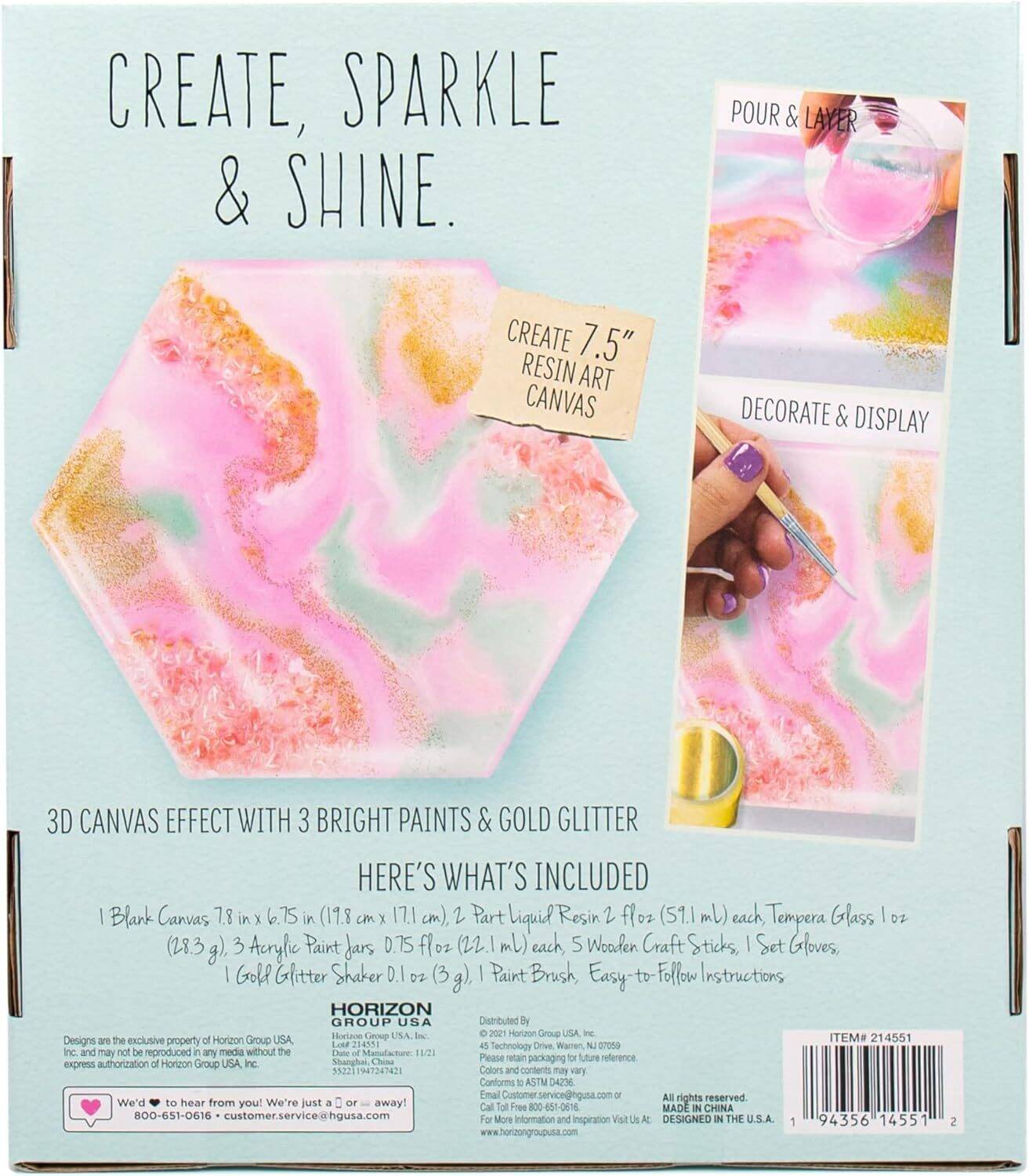 STMT D.I.Y. Geode Canvas Set, Contemporary Resin Activity Kit, Design Your Own Geometric Wall Art Decor, Unique Pour Paint Kit, Perfect DIY Home Decor Kit, Great Housewarming Gift, Multi, One Size - Image 10