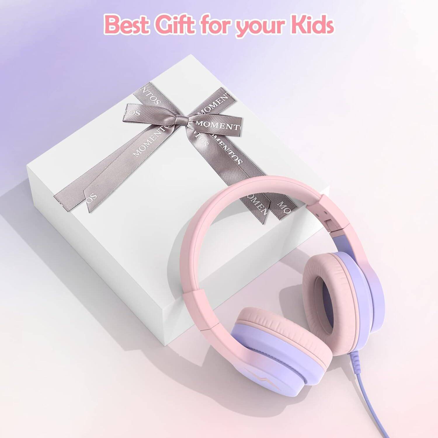 Kids Headphones, Wired Headphones for Kids Over Ear with Microphone, 85/94dB Volume Limiter Headphones for Girls Boys, Foldable Headphones for Learning & Entertainment, Gradient Pink - Image 8