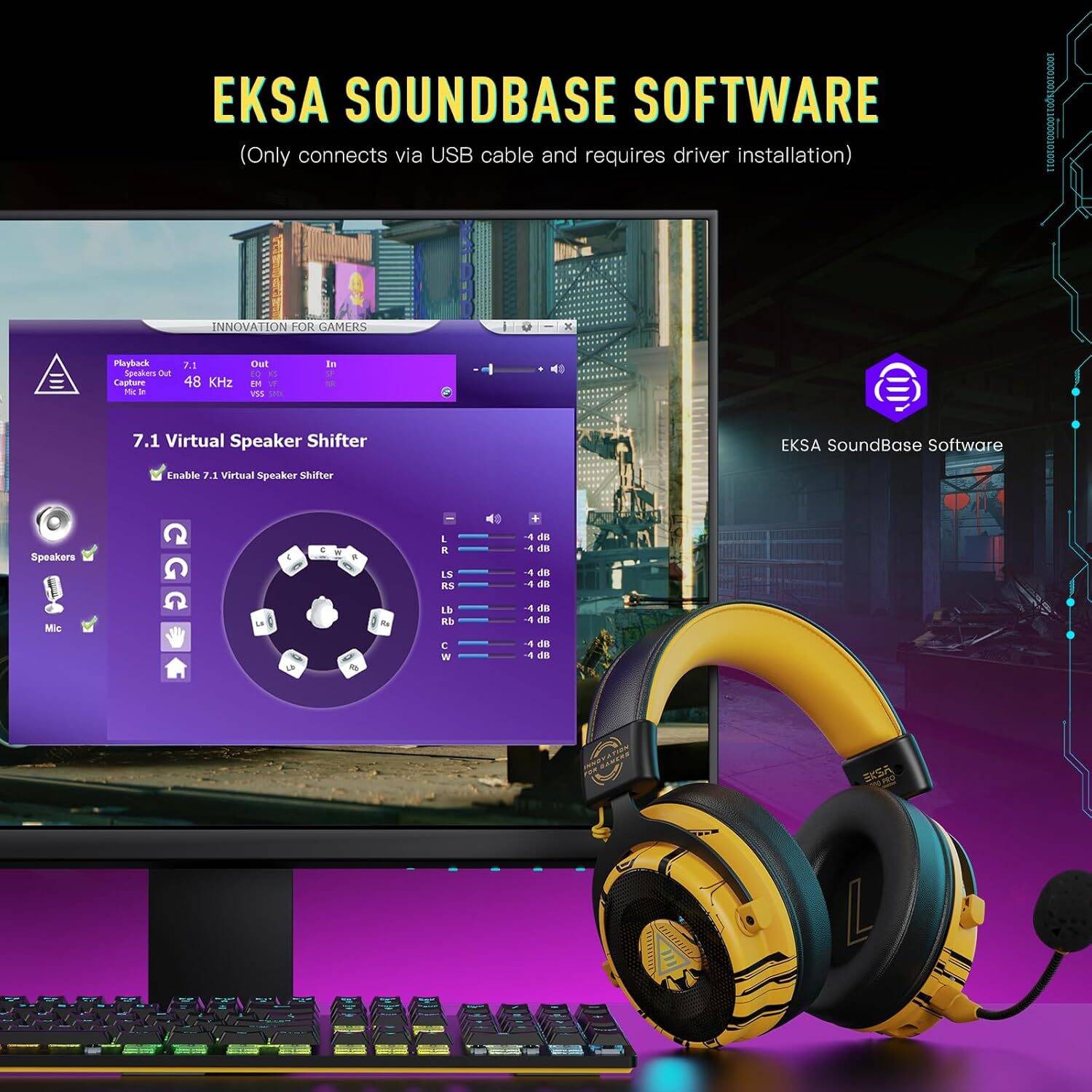 EKSA USB Gaming Headset for PC - Computer Headset with Detachable Noise Cancelling Mic, 7.1 Surround Sound, 50MM Driver - Headphones with Microphone for PS4/PS5, Xbox One, Laptop, Gamer - Image 8