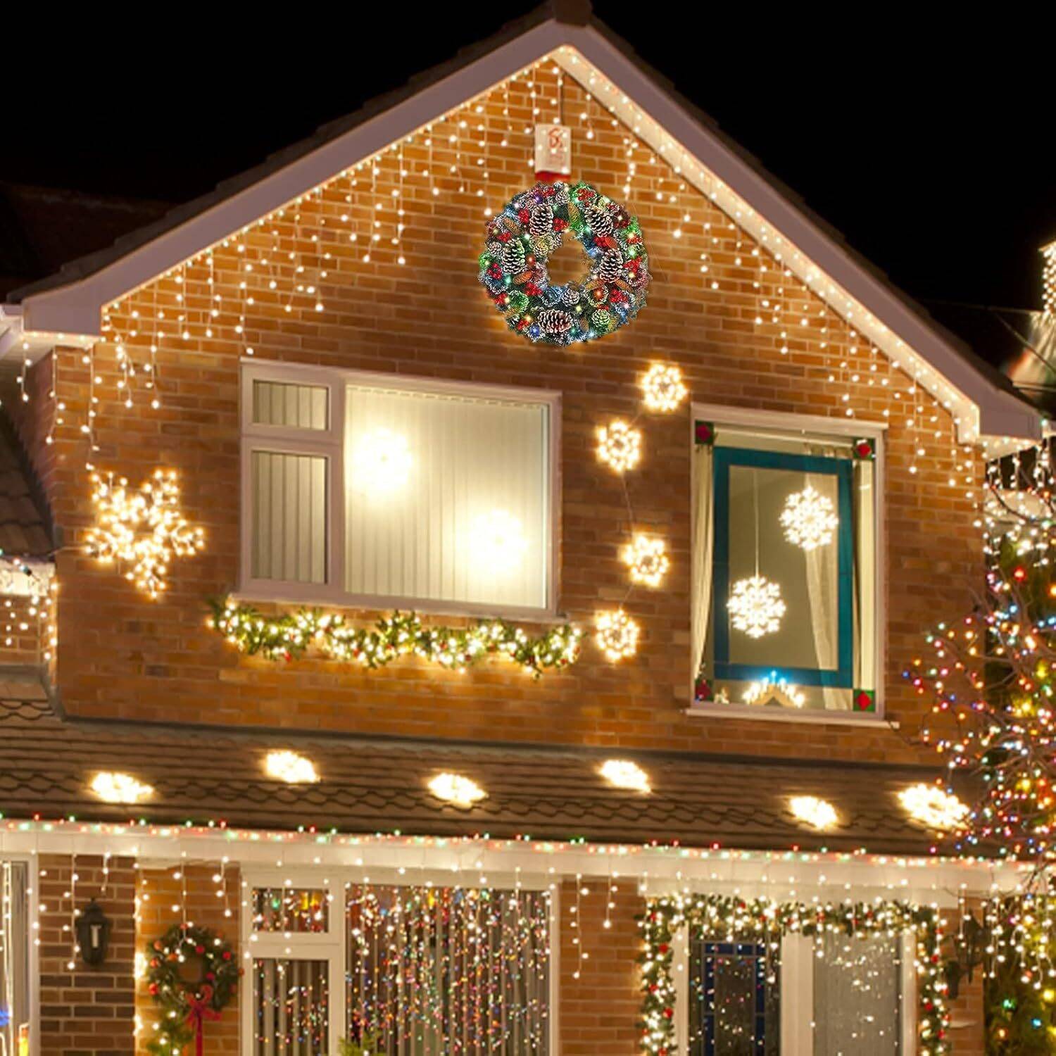 30 Inch Super Large Thick Pre-lit Christmas Wreath w/ Colorful Lights - Image 3