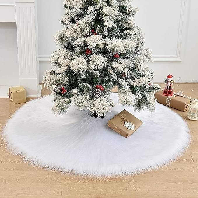 48 Inch Extra Large Thick Luxury Snowy Faux Fur Christmas Tree Skirt - Image 2