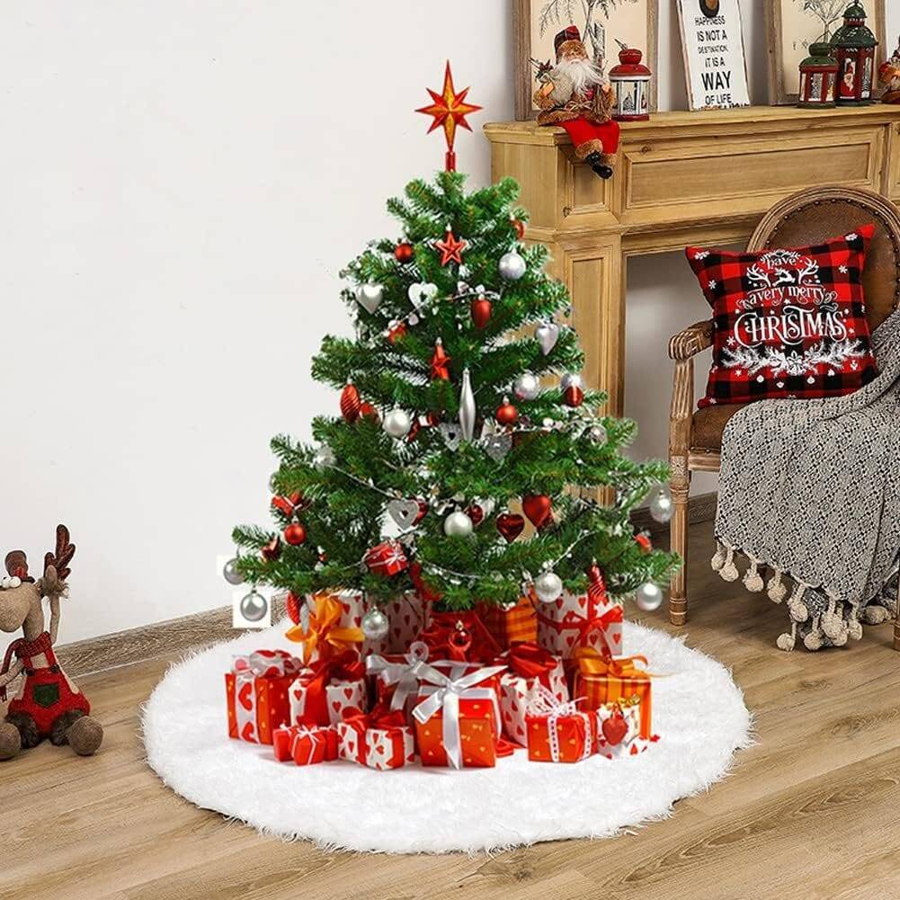 48 Inch Extra Large Thick Luxury Snowy Faux Fur Christmas Tree Skirt - Image 6
