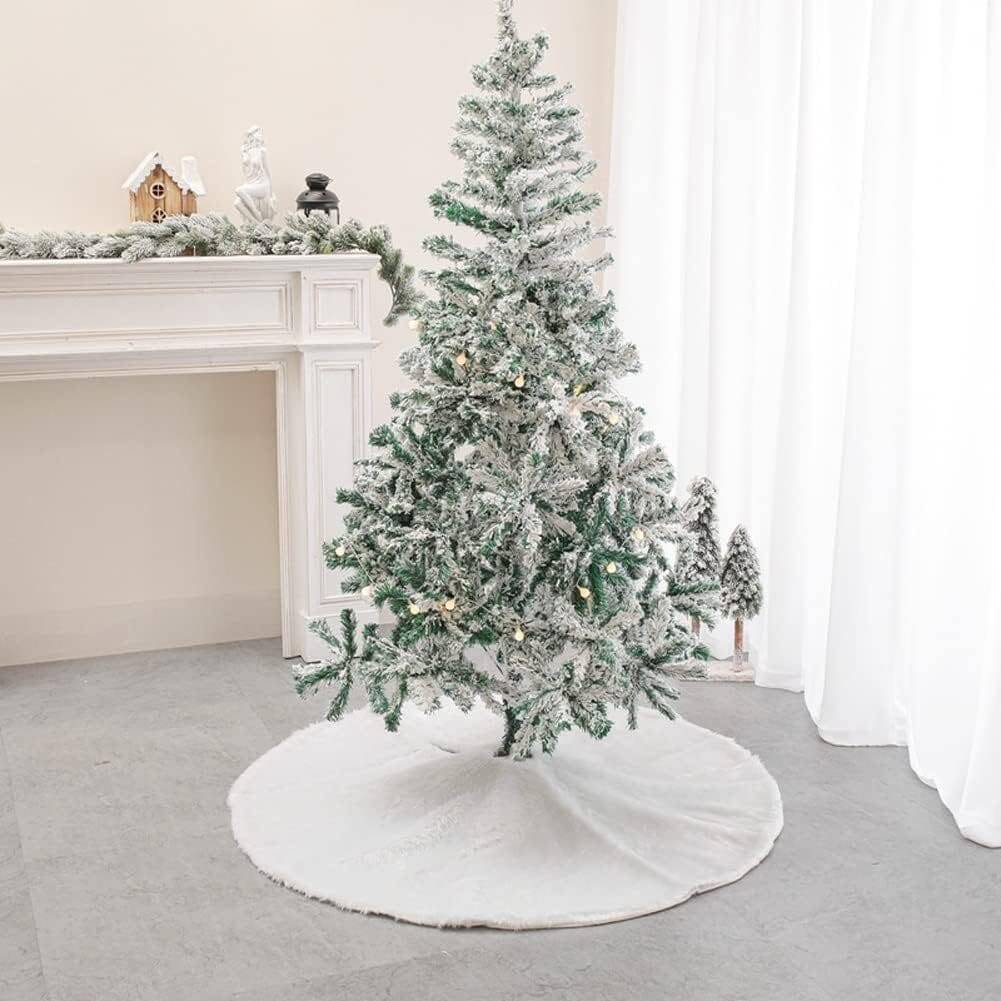 48 Inch Extra Large Thick Luxury Snowy Faux Fur Christmas Tree Skirt - Image 7