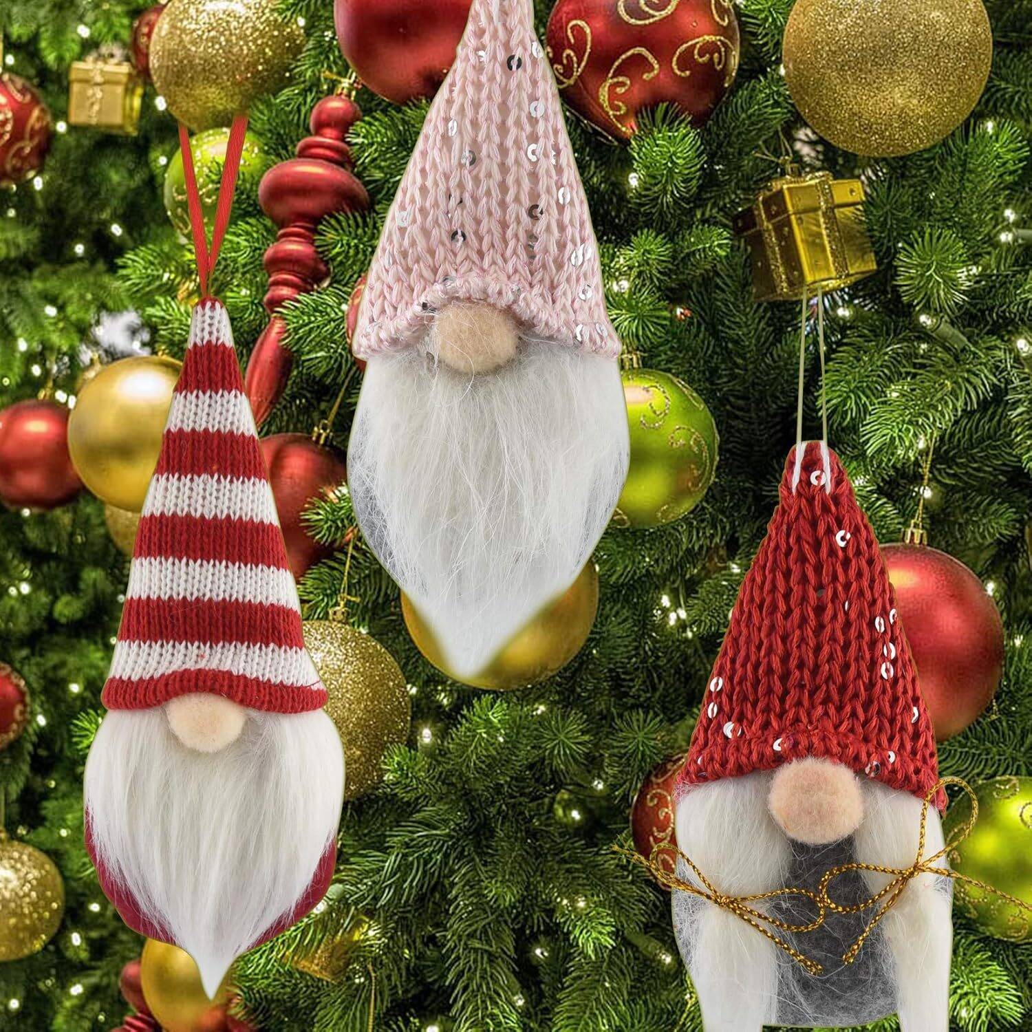 8 Pack Christmas Gnomes Ornaments, Handmade Santa Elf Decor - Image 5
