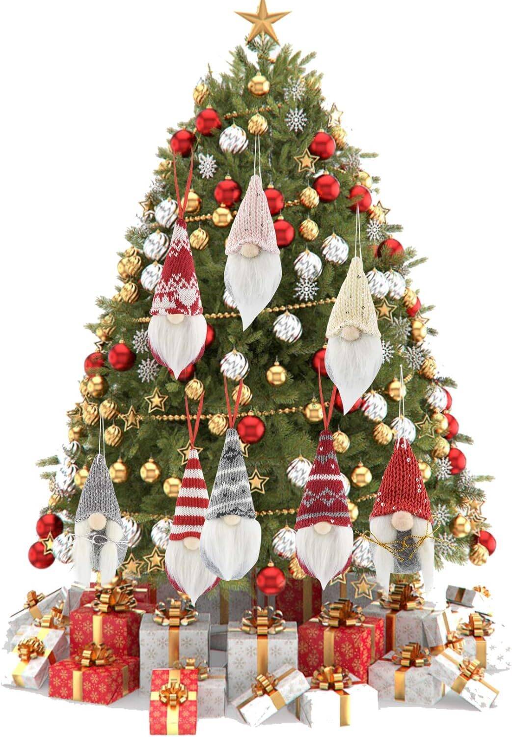 8 Pack Christmas Gnomes Ornaments, Handmade Santa Elf Decor - Image 6