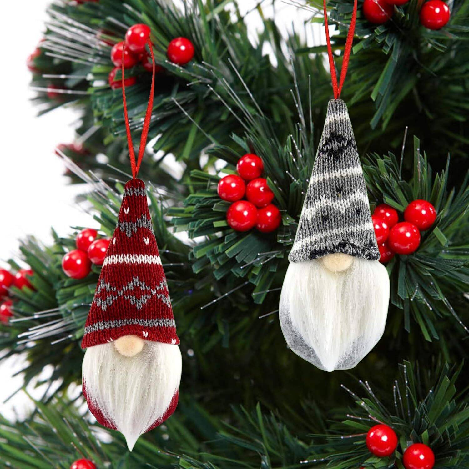 8 Pack Christmas Gnomes Ornaments, Handmade Santa Elf Decor - Image 7