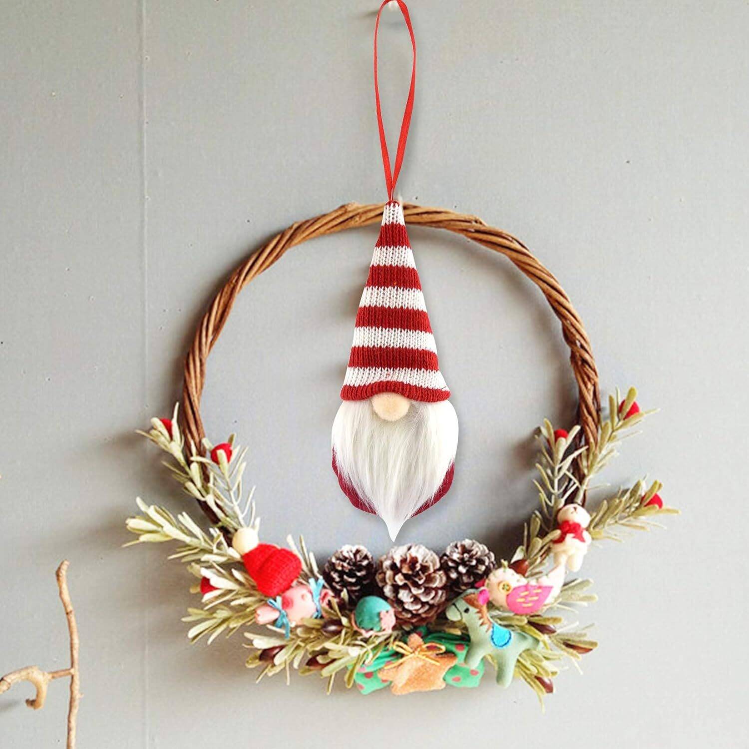 8 Pack Christmas Gnomes Ornaments, Handmade Santa Elf Decor - Image 8