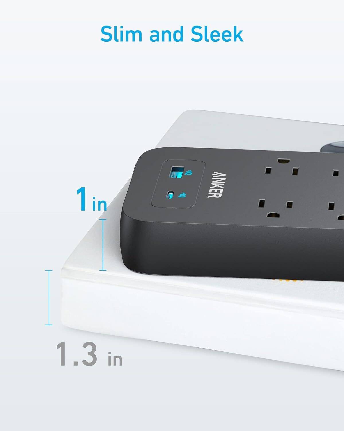 Anker Power Strip Surge Protector(2100J), 6Ft/1.8m Extension Cord with 10 Outlets and 2 USB Ports (Black) - Image 7