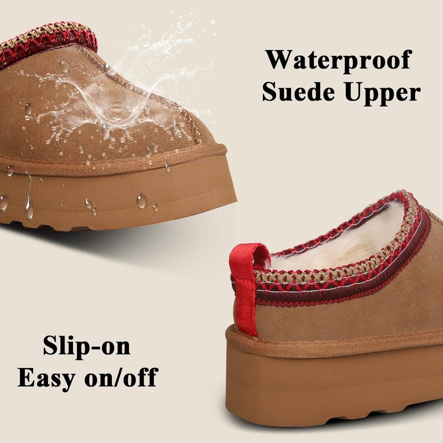 Fleece Lined Anti-Slip Platform Slippers Mini Boots for Women - Image 3