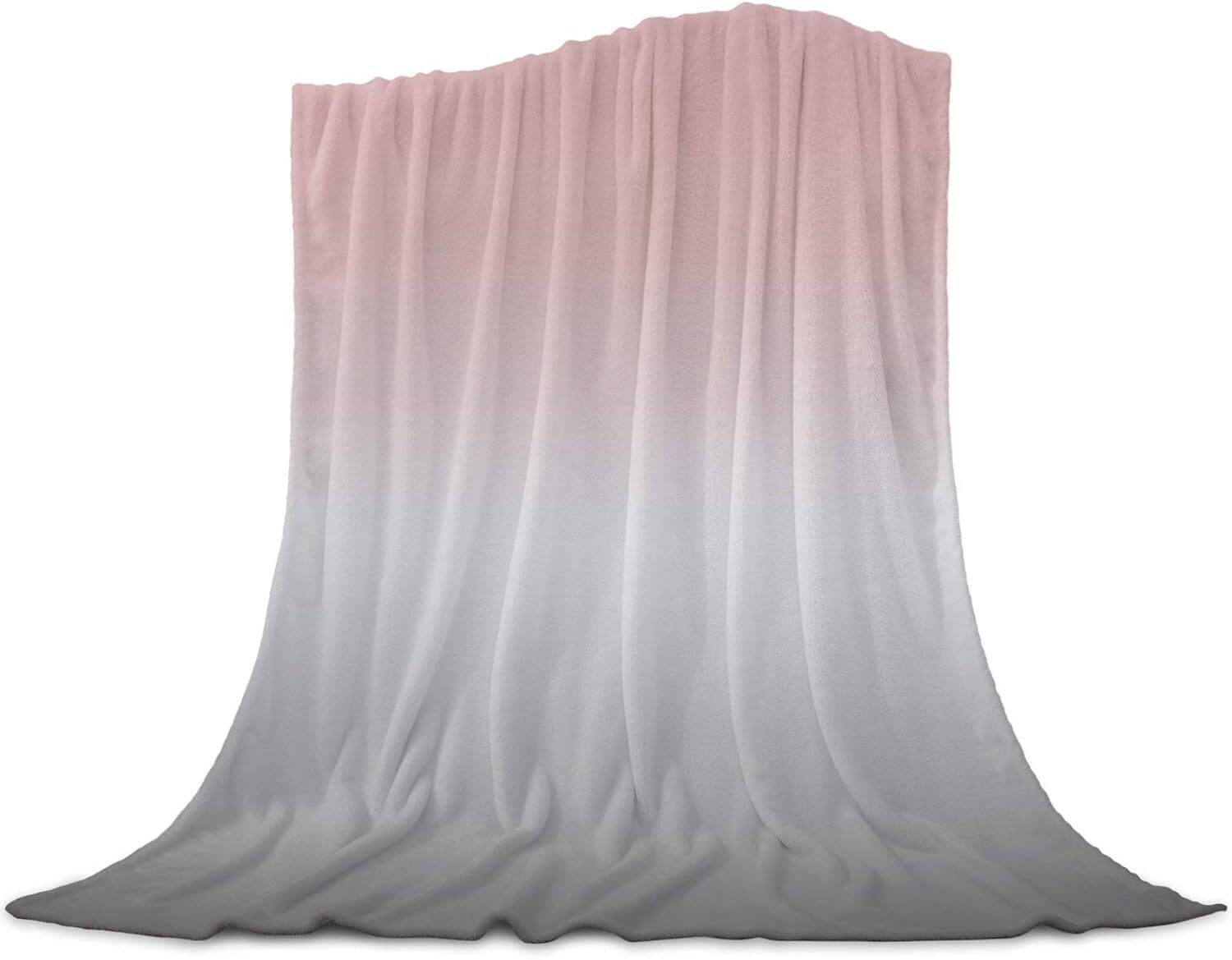 Fleece Blanket Warm Pink and Grey Ombre Throw Blanket Pink Grey Fuzzy Bed Blanket Comfy Microfiber Flannel Blanket,Lightweight Pink and Gray Gradient Blanket for Couch,Bed,Sofa,40x50 Inch