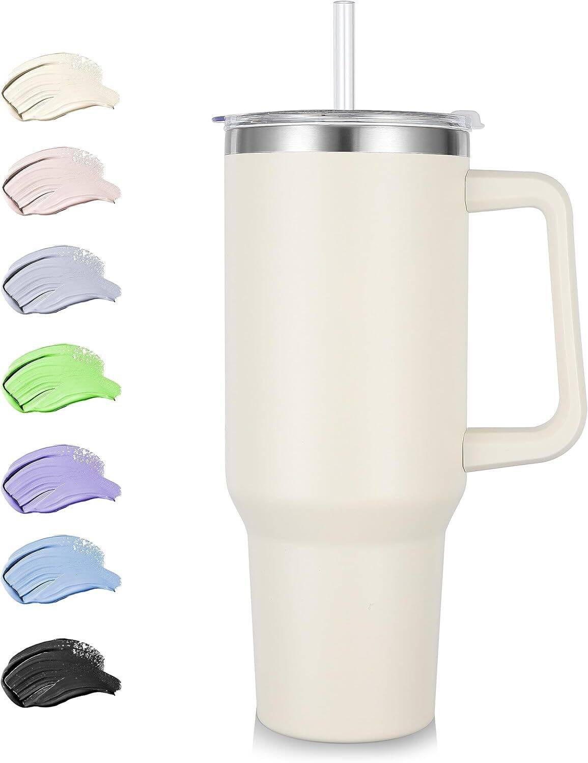 40 oz Tumbler with Handle and Straw, Insulated Stainless Steel Tumbler with 2 In 1 Lid, Double Vacuum Travel Mug Coffee Cup