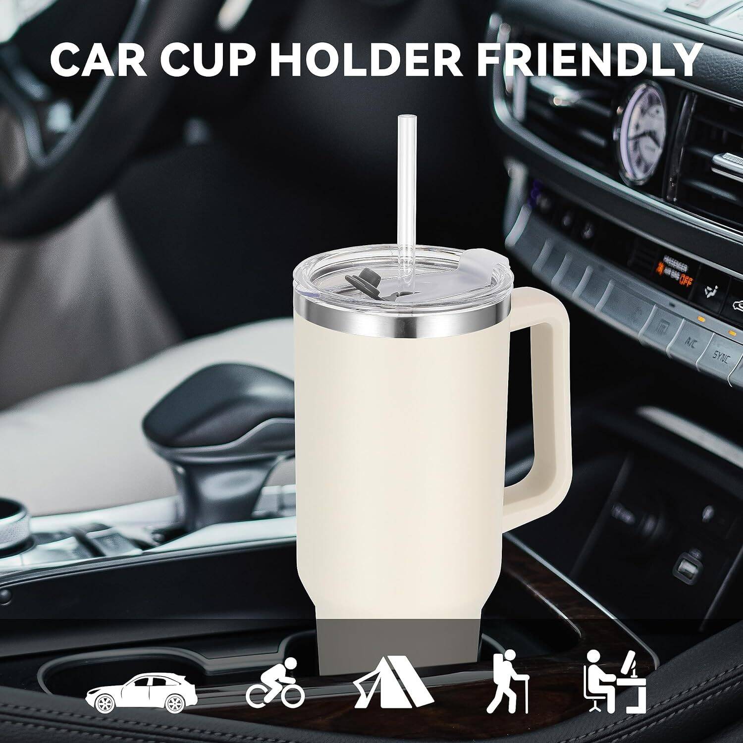 40 oz Tumbler with Handle and Straw, Insulated Stainless Steel Tumbler with 2 In 1 Lid, Double Vacuum Travel Mug Coffee Cup - Image 6