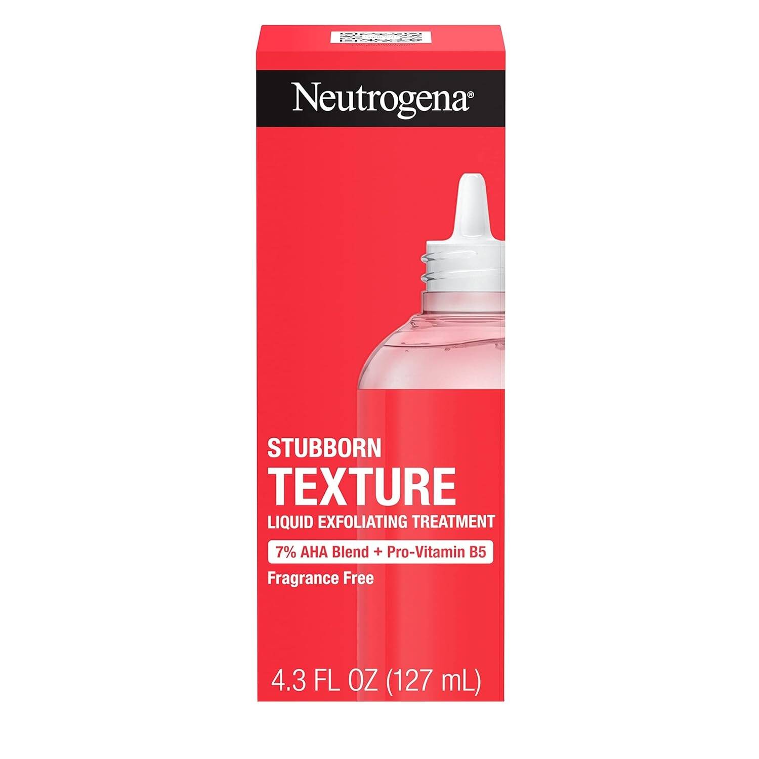 Neutrogena Stubborn Texture Liquid Exfoliant with 7% AHA Blend & Pro-Vitamin B5 designed for Acne-Prone & Oily Skin, Liquid Face Exfoliator, Oil- & Fragrance-Free, 4.3 Fl. Oz