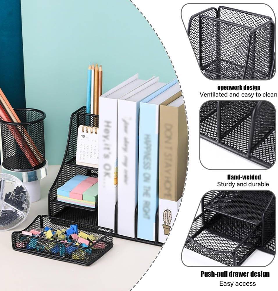 Desk Organizer Shelf with Drawers for Office & Dorm Use - Image 4