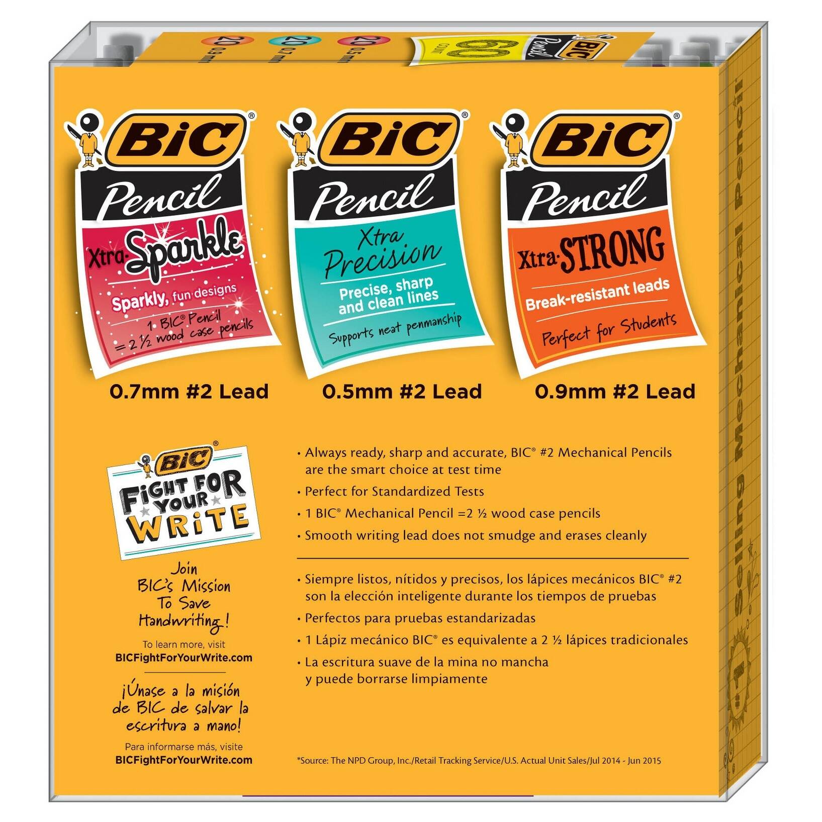 BIC Mechanical 2 Pencil Variety Pack 60ct: School Supplies, 0.7mm, 0.5mm, 0.9mm, Plastic, Pocket Clip, Kids 5+ - Image 3