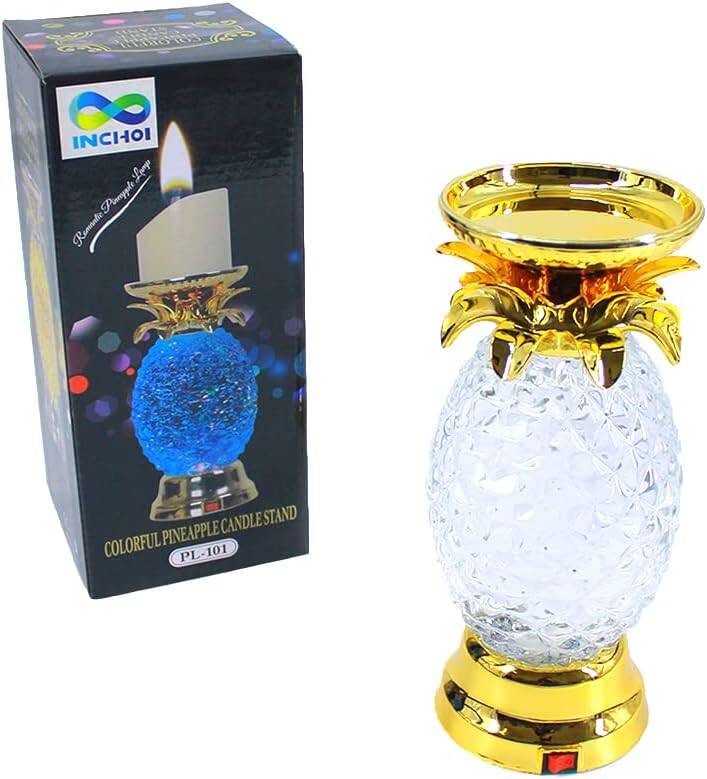 Colorful pineapple Water Globe Glitter Swirl LED Candle Holder