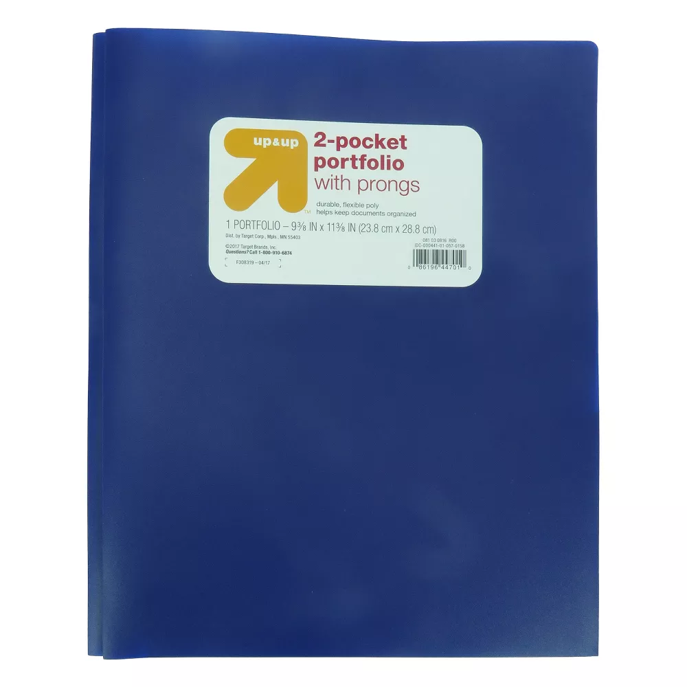 2 Pocket Plastic Folder with Prongs - up&up™