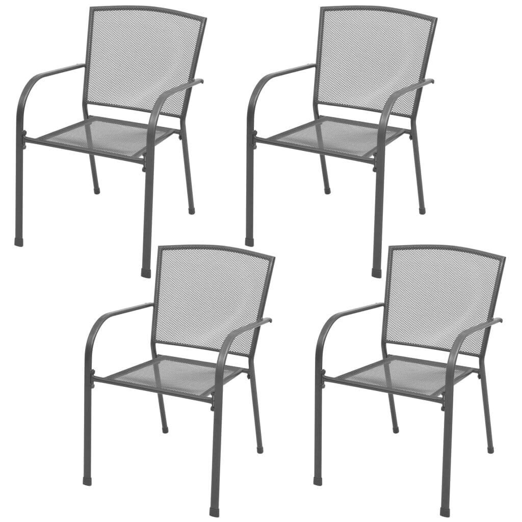 4 Piece Patio Chair Steel Anthracite